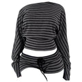 2000s One-Shoulder Top & Striped Shorts Set