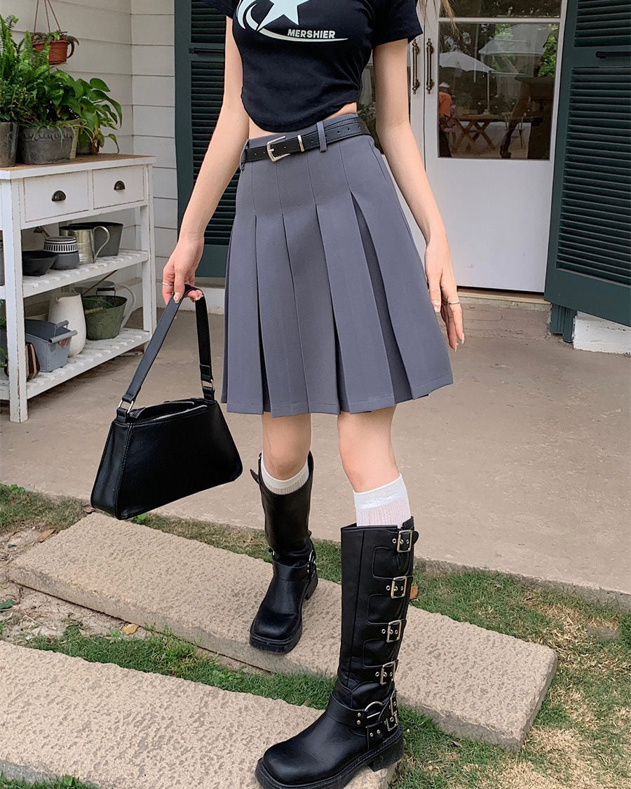 Good Manners Knee-Length Pleated Skirt
