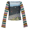 2010's Aesthetic Stripe Sleeve Mesh Top