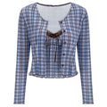 Gossip Goes Around Plaid Top + Cardigan Set