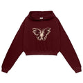 Butterfly Print Crop Hoodie