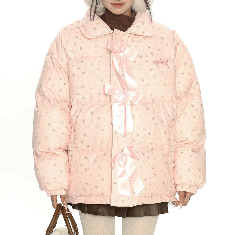 Cottagecore Cream Floral Padded Jacket