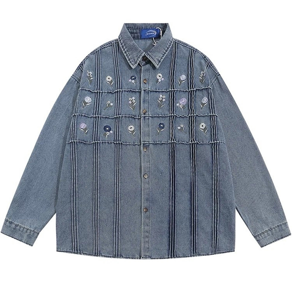 Cottagecore Floral Embroidery Denim Jacket