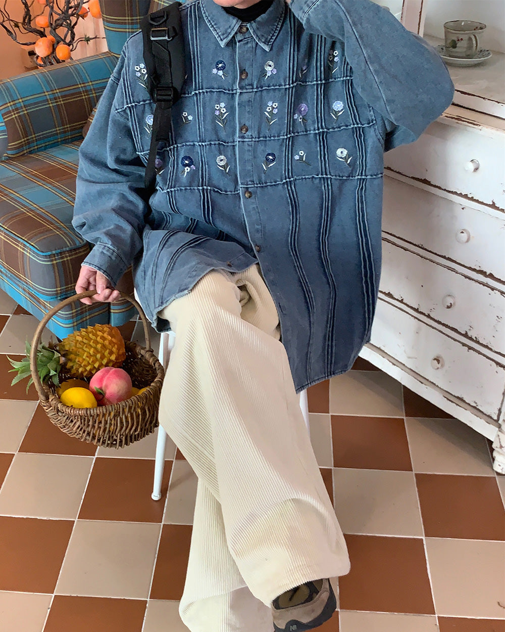 Cottagecore Floral Embroidery Denim Jacket