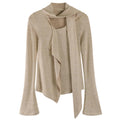 Fall Feels Cozy Tie Neck Knit Top