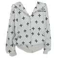 Cross Print Zip Up Hoodie