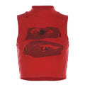 Grunge Aesthetic Eyes Print Crop Top