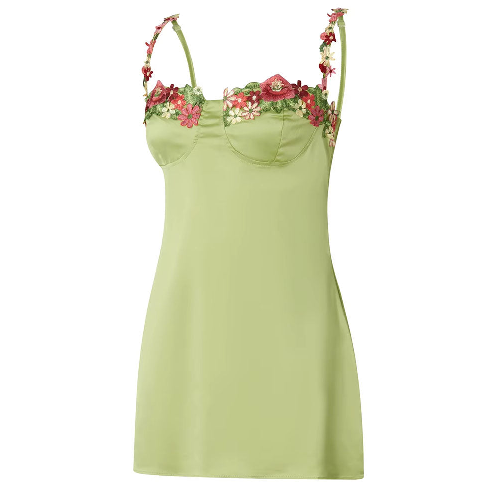 Fairycore Floral Embroidery Slip Dress