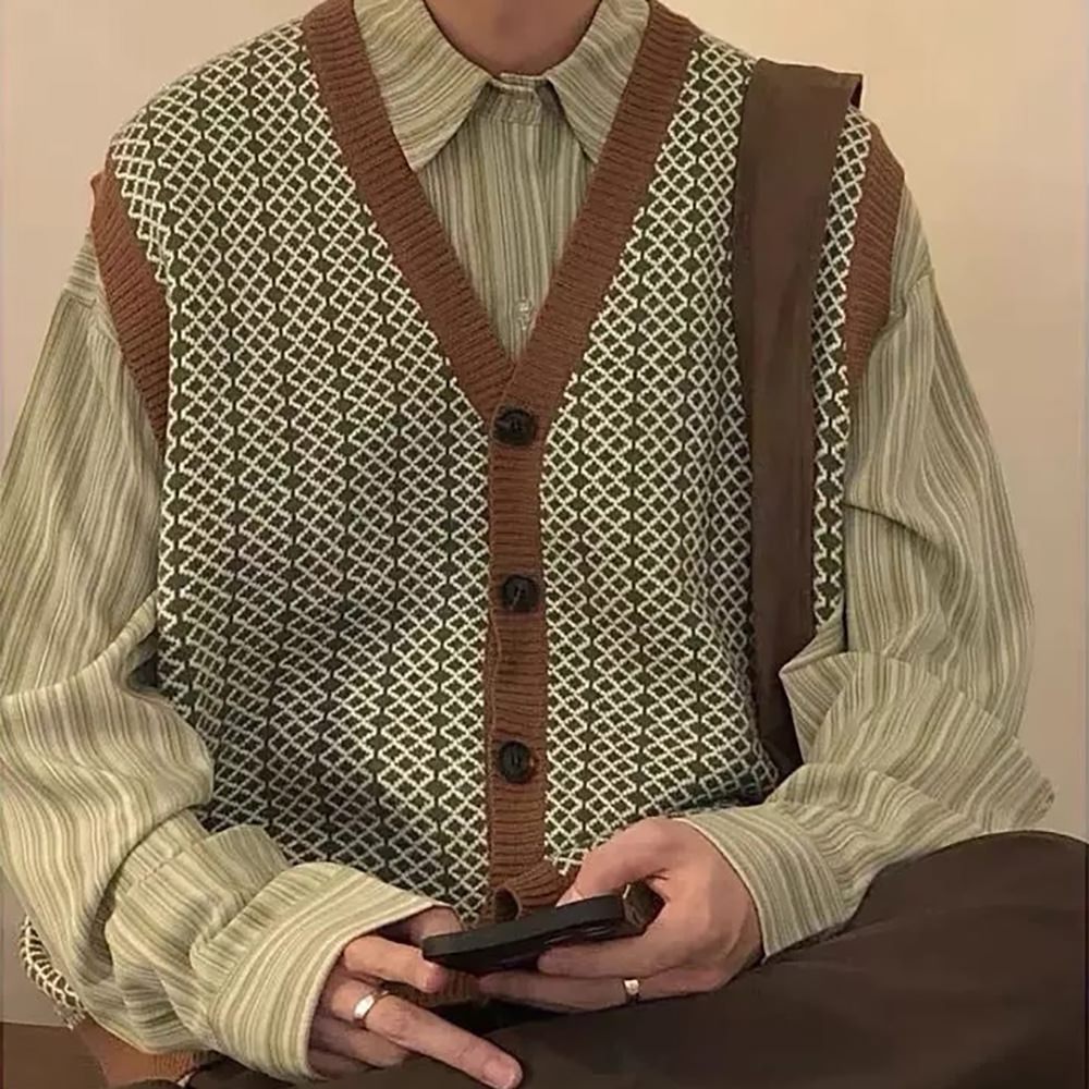 Grandpa Aesthetic Button Up Vest
