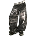 Grunge Chain Print Wide Pants