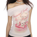 Sunny Days Kitten Off Shoulder Top