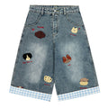 Poodle Embroidered Denim Shorts