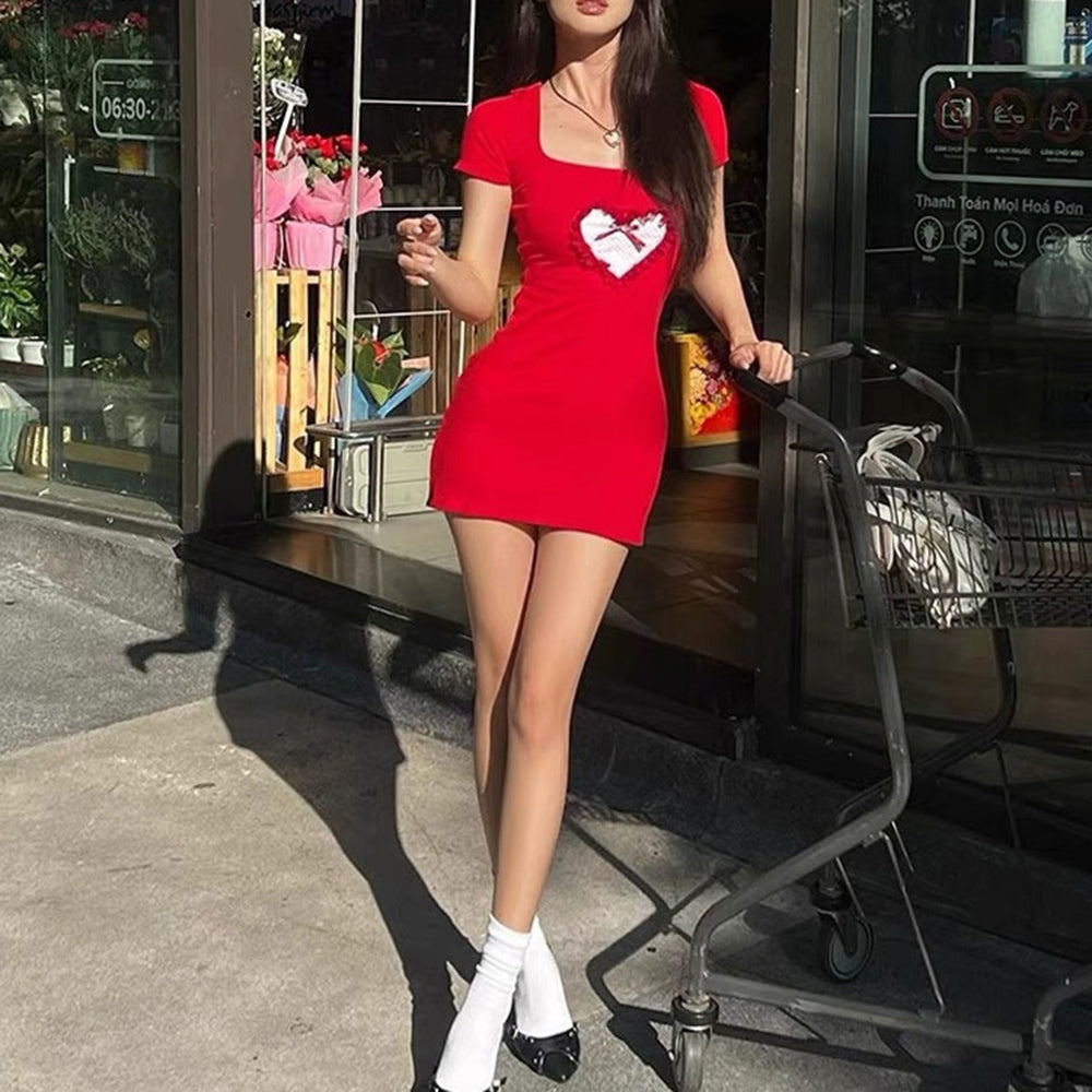 Crimson Heart Mini Dress