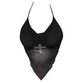 Y2K Rhinestone Cross Scarf Top