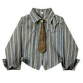High School Crush Striped Cropped Shirt
