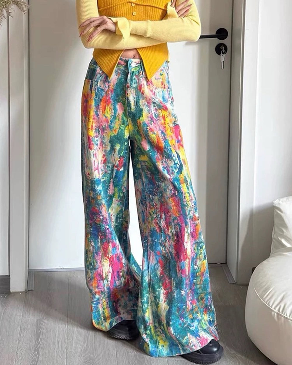 Tie-Dye Wide-Leg Jeans