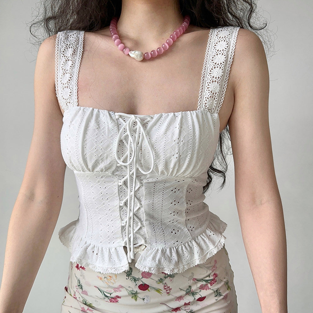 Flirty Babe Lace Up Corset Top