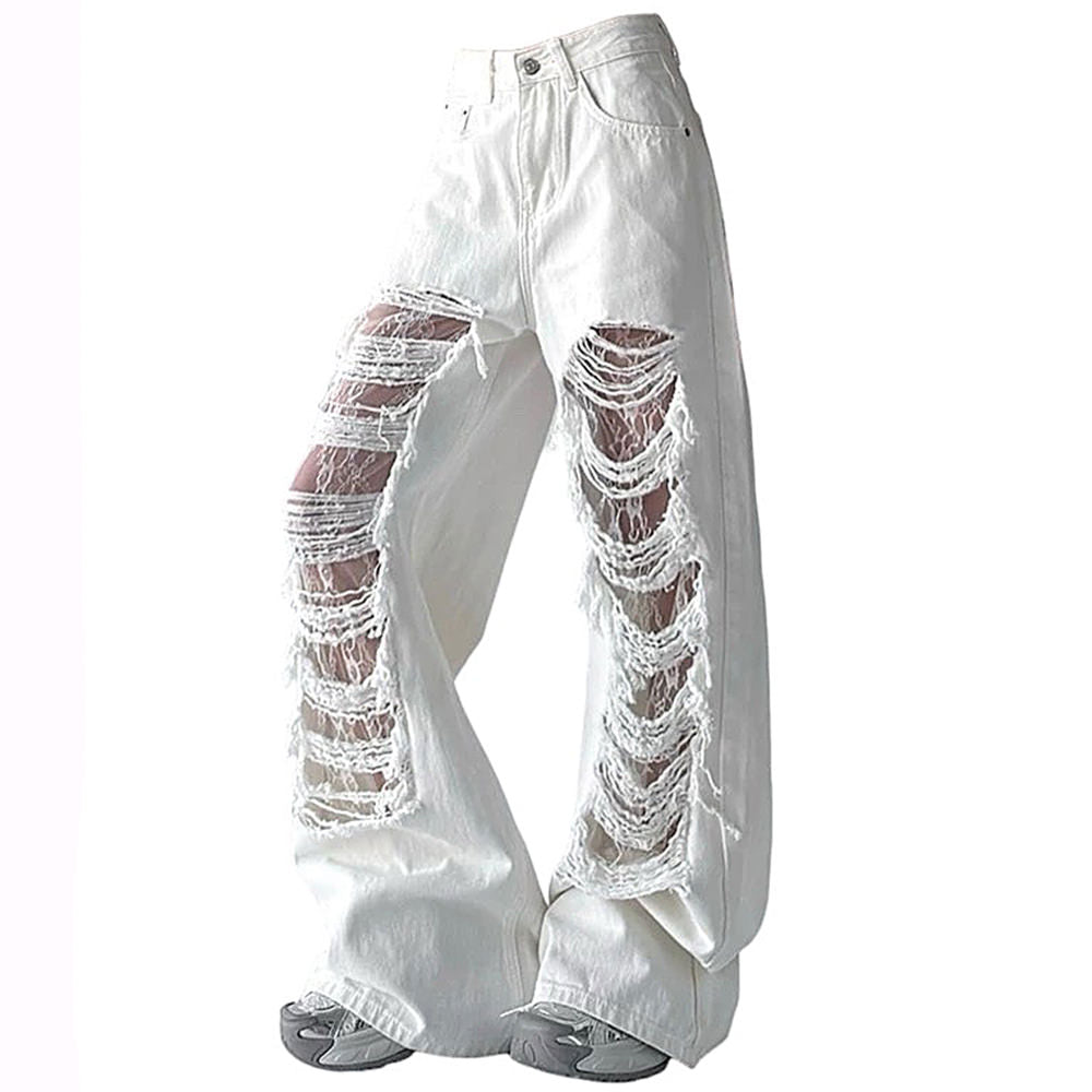 Ripped Lace Baggy Jeans