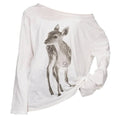 Y2K Deer Print One-Shoulder Top