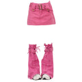 Pink Y2K Mini Skirt & Leg Warmers Set