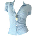 Y2K Blue Stripe Fitted Shirt